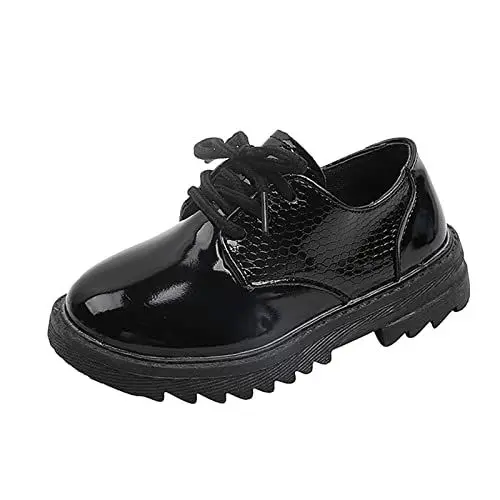 Produktbild: - und Herbstmode, niedlich, Mädchen, Freizeitschuhe, einfarbig, schnüren sich oben, runde Zehe, dicker Boden, rutschfeste Kleidschuhe Winterstiefel Kinder 26 (Black, 29.5 Little Child)
